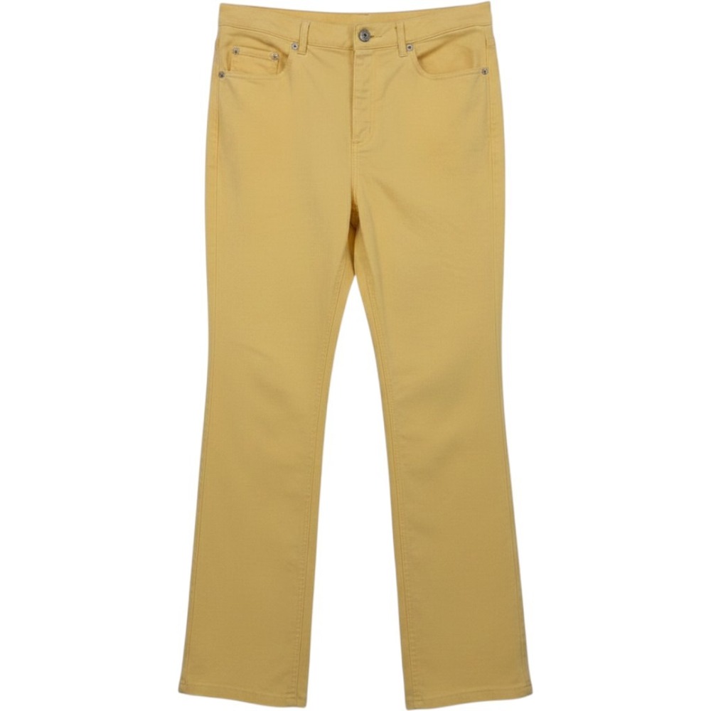 Talbots Pants Women 10 Yellow Stretch Cotton Denim Straight Leg High Rise Preppy